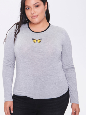 Plus Size Butterfly Graphic Top