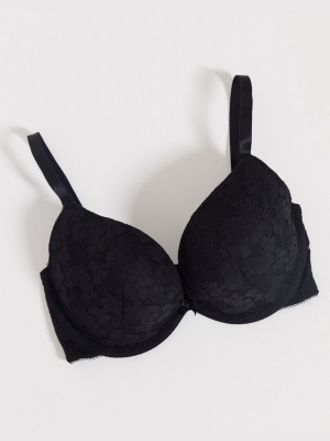 New Look Essential Lace Push Up Bra In Black