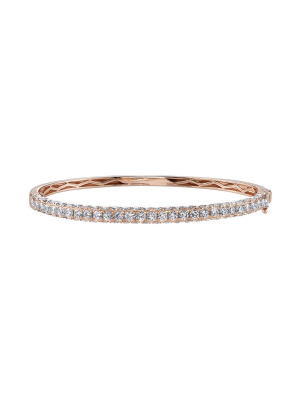 3 Sided Half Diamond Bangle - Rose Gold