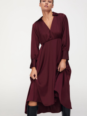 Satin Effect Midi Dress