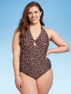 Women's Twist-front One Piece Swimsuit - Kona Sol™ Animal Print