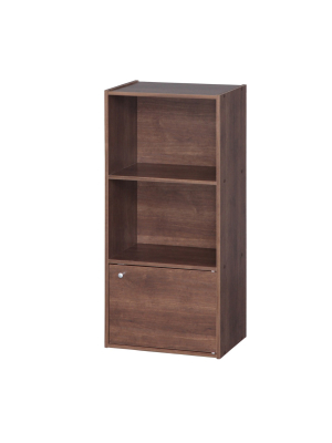 Iris 3 Tier Shelf With Door Brown