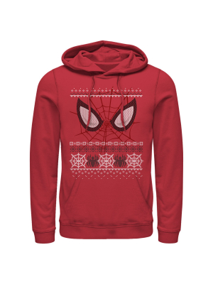 Men's Marvel Ugly Christmas Spider-man Mask Pull Over Hoodie