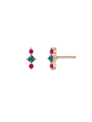 Juno Studs ~ Teal Sapphire