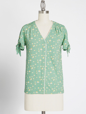 Pattern Of Opinion Cotton Blouse