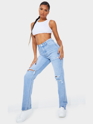 Prettylittlething Light Blue Wash Distressed...