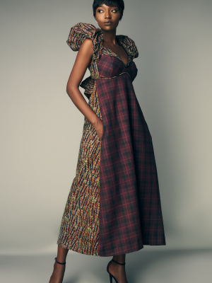 Plaid Puff Sleeve Shift Dress