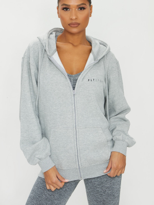 Prettylittlething Grey Sport Zip Up Hoodie