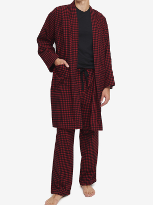 Men's Unisex Robe Red Buffalo Check