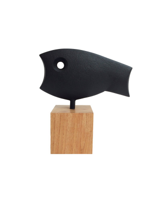 Saikai - Ornament 5 1/2" Fish - Cast Iron & Wood
