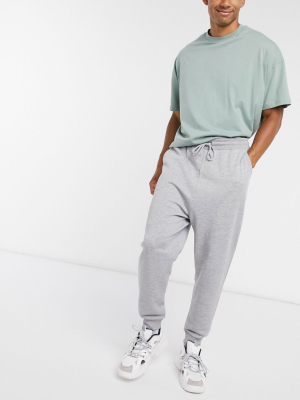 Asos Design Drop Crotch Sweatpants In Gray Marl