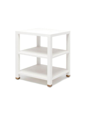 Jarin Side Table Designer White Faux Belgian Linen