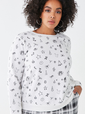 Plus Size Christmas Print Sweatshirt