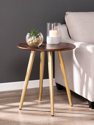 Alchemy Round Mid-century Modern End Table Brown - Aiden Lane