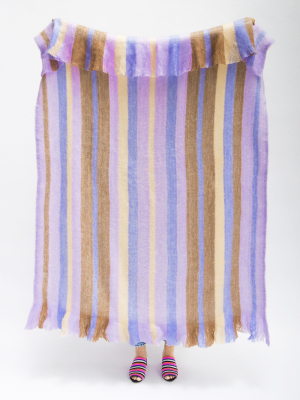 Archive New York Lilac & Camel Striped Fuzzy Blanket