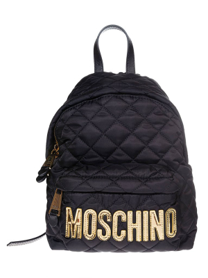 Moschino Logo Patched Quilted Backpack