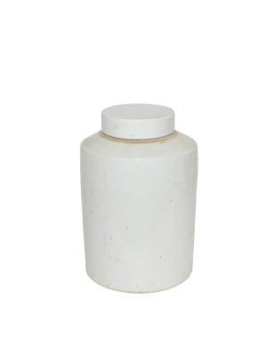 Busan White Round Tea Jar In Two Sizes