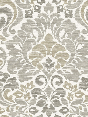 Garden Of Eden Damask Wallpaper In Taupe From The Celadon Collection By Brewster Home Fashions