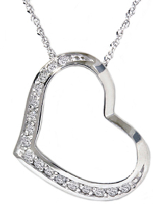 Pompeii3 1/5ct Diamond Heart Shape Pendant Necklace 14k White Gold