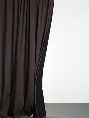Belize Col. Marrone Brown / Black - Linen & Cotton Curtain - Extra Wide