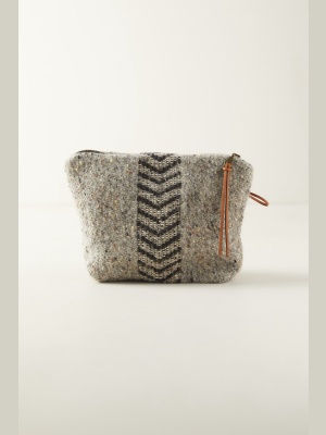 Wool Pouch, Black Herringbone