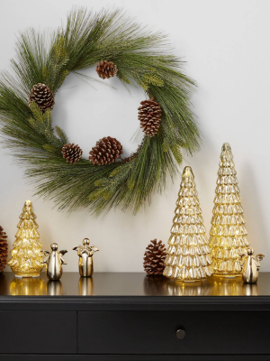 Lit Large Mercury Glass Christmas Tree Decorative Figurine Gold - Wondershop™
