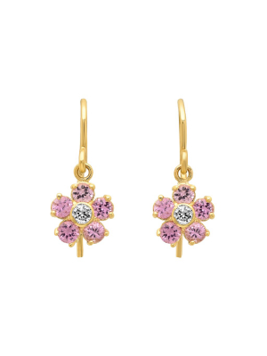 Large Flower Drop Earrings - Pink Sapphire