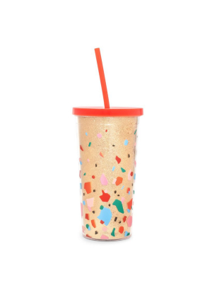Deluxe Sip Sip Tumbler With Straw - Confetti