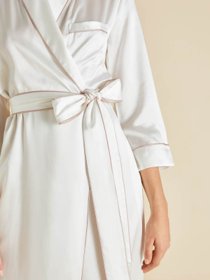 Astrid Ivory Oyster Silk Satin Robe