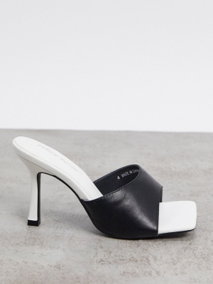 Public Desire Arya Square Toe Mules In Monochrome