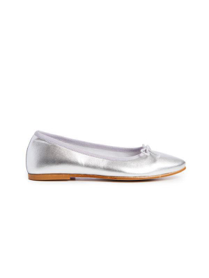 Girls' Childrenchic® Leather Modern Ballet Flats In Silver