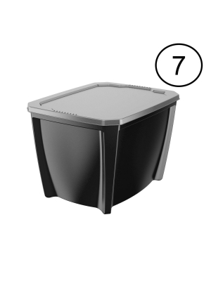 Life Story Black 20 Gal Stackable Organization Storage Box Container (7 Pack)