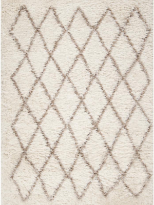 Rhapsody Collection Ultra Plush Area Rug In Winter White And Taupe