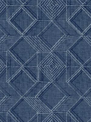 Moki Lattice Geometric Wallpaper In Blue From The Pacifica Collection By Brewster Home Fashions