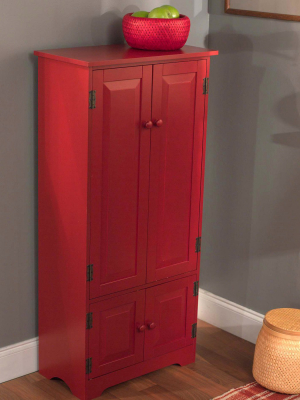 Tall Storage Cabinet Wood/red - Buylateral