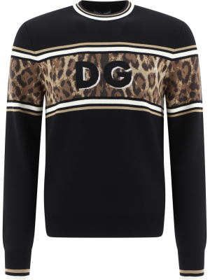 Dolce & Gabbana Leopard Intarsia Knit Sweater