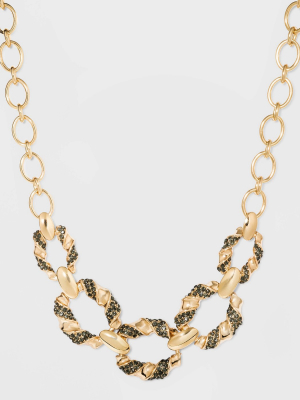 Gold Hematite Stone Pave Link Necklace - A New Day™ Gold