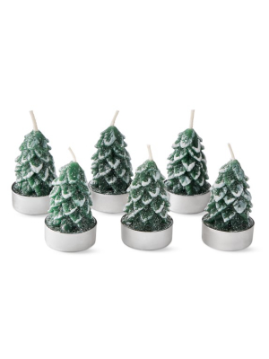 Green Tree Candles, Set Of 6