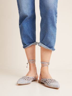 Mariko Woven Ankle-tie Flats