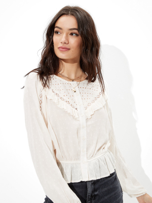 Ae Lace Button-up Top