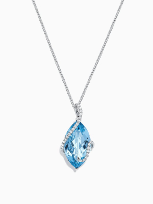 Effy Ocean Bleu 14k White Gold Blue Topaz & Diamond Pendant, 7.27 Tcw