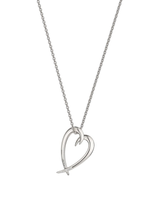 Silver Diamond Hooked Heart Pendant