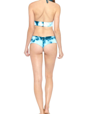 Chloe Reversible Low Rise Bikini Bottom - Ocean Blue Tie Dye Print/fiji Blue