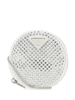 Prada Crystal Embellished Round Crossbody Bag