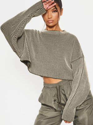 Stone Two Tone Knitted Batwing Sweater