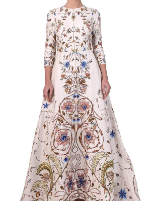 Front-opening Embroidered Jacket Gown