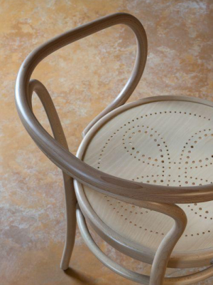 Gebruder Thonet Wiener Stuhl Bentwood Armchair With Perforated Veneer Seat By Gtv