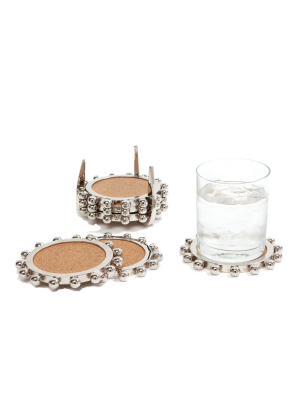 Global Views Julia Buckingham Starburst Crown Coasters - Nickel