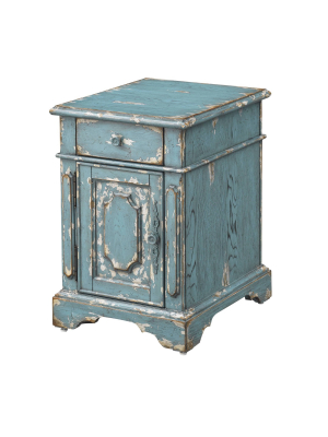 Cabot Aged 1 Drawer And 1 Door Chairside Table Blue - Treasure Trove Accents