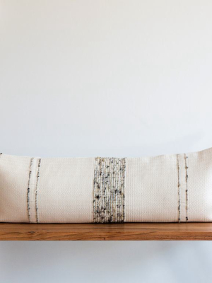 Bogota Lumbar Pillow Large - Ivory With Grey Stripes